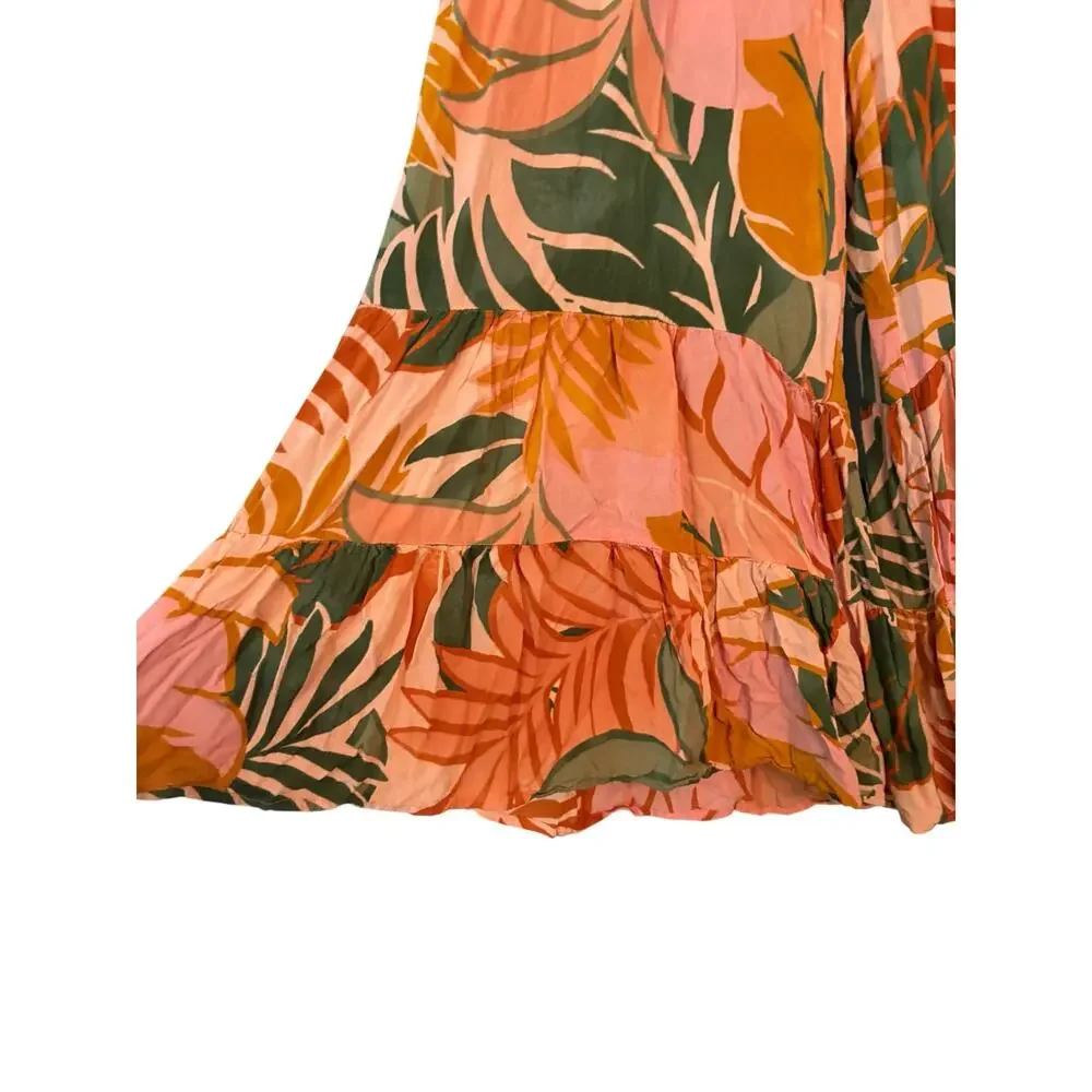 True Destinations Wide Leg Pants L Botanical Jungle Print Whimsical Resortwear - Picture 4 of 9